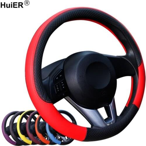 Universal Car Steering Wheel Cover Volant Fashion 7 Colors Non-slip Funda Volante Braid on the Steering-wheel Auto Car Styling
