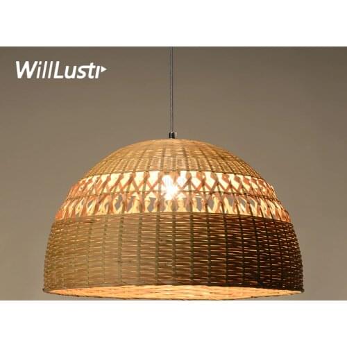 Willlustr bamboo pendant lamp dinning living room suspension light handmade hollowed-out work hotel restaurant hang lighting