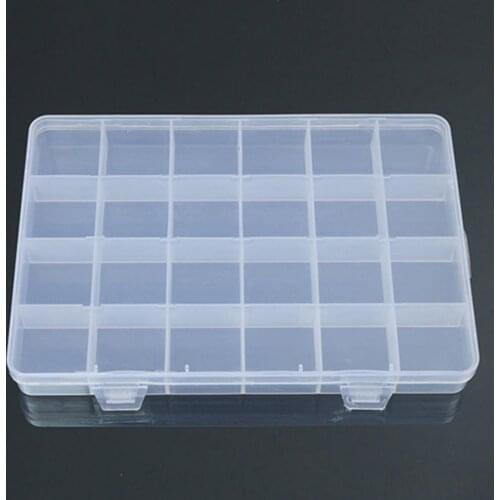 Storage Box Holder Large Capacity Compartments PP 24 Grids Transparent Container Jewelry Organizer for Home