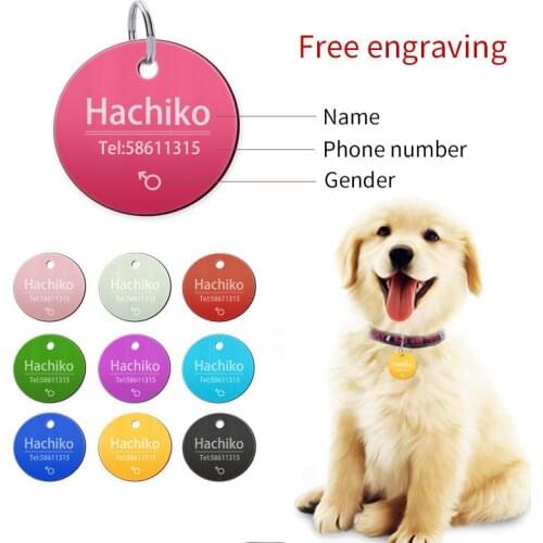 YVYOO Pet dog ID tag collar Free Personalized engraving text pet id tags Aluminum dog identification customized name telephone