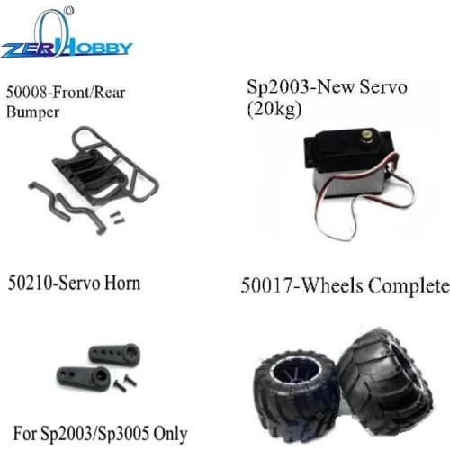 RC CAR SPARE PARTS BUMPER, SERVO, SERVO HORN, WHEELS FOR HSP 1/5 MONSTER TRUCK (part no. 50008, SP2003, 50210, 50017)
