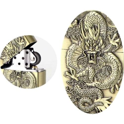 Lighter Chinese Dragon Embossed Kerosene Creative