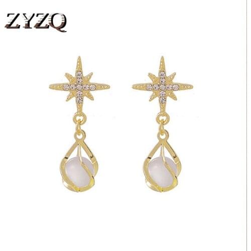 ZYZQ Fashion Eight-Pointed Star Drop Earrings for Women Dainty Pendent High Quality Wedding Trendy Earrings 2021 Female Jewelry