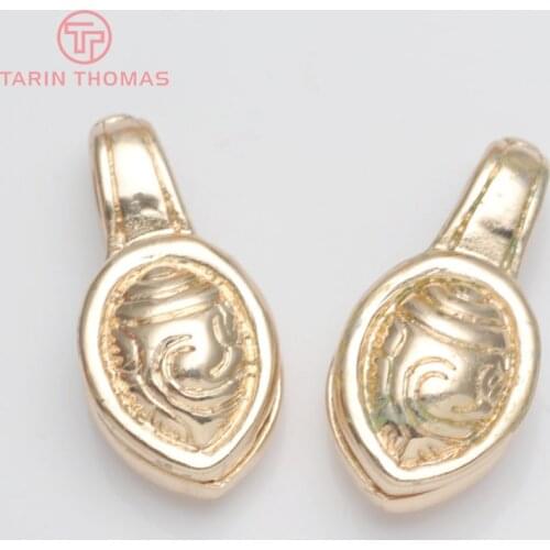 6PCS 12.8x26.8MM 24K Champagne Gold Color Plated Brass Necklace Connector Clasps High Quality Diy Jewelry Accessories