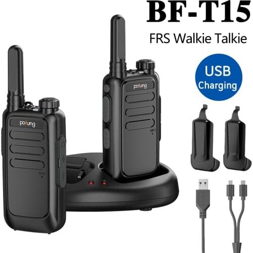 2PCS Baofeng Pofung BF-T15 Mini Walkie Talkie FRS License-free Portable Ham Radio VOX flashlight USB charging Two Way Radio Sta