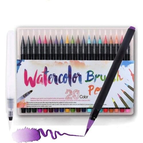 20 Colors Watercolor Brush Pen Set Premium Soft Tip Drawing Markers Painting Pinceles Acuarela Waterbrush Art Supplies