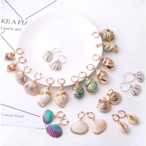 2021 Boho Cowrie Shell Earrings For Women Earring Hanging Statement Drop Dangle Earrings Sea Shell Summer Beach Jewelry Bohemian