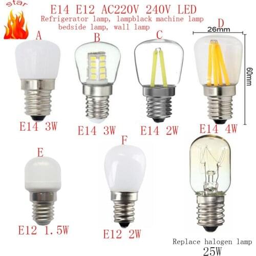 5pcs E14 E12 220V 240V 2W 3W 4W LED Refrigerator hood lamp, lamp, bedside lamp, wall lamp, crystal lamp, salt lamp