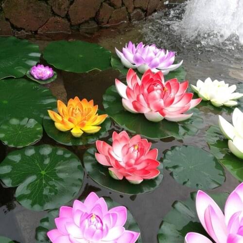 5pcs/lot Artificial Floating Water Lily EVA Lotus Flower Pond Decor Artificial Lotus Pond Tank Plant Ornament Home Garden Decor