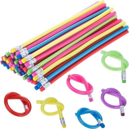 60 Pieces Bendable Pencil Flexible Bendy Soft Pencils with Eraser, Colorful