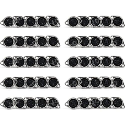 Areyourshop Sale 50 Pcs Metal 7 Pin DIN Female Socket Hulled Panel Mount Connectors