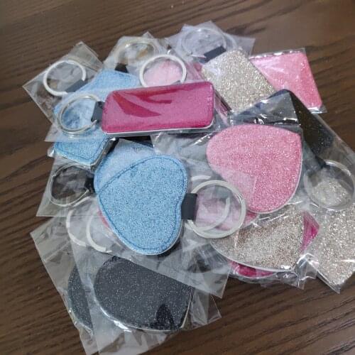 Free Shipping 50pcs Blank Sublimation Bling Leather Pendant Tags Key Chains DIY Printing Sublimation Ink Transfer paper Print