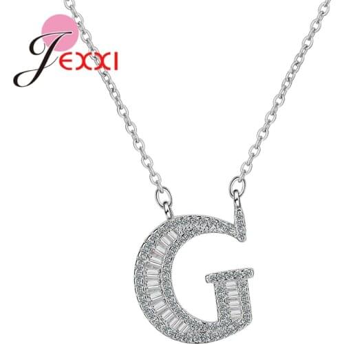 Bling Bling Full Crystal Paved Pendant Necklace Novelty English Letter 925 Sterling Silver Alphabet Name Jewelry for Women Men