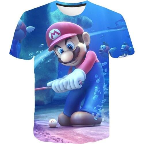 2021 Game Mario Cartoon Shirts Boys T-Shirt Kids Tops 4-16 T Children Clothes Summer Short Sleeve Streetwear Cool Tee Girls Tops