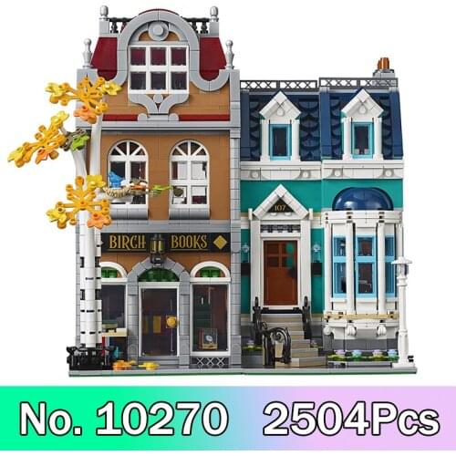 Creator City Street View Bookshop Model Building Kits Blocks With Figures Compatible 10270 2504PCS Bricks Toys Children Gift