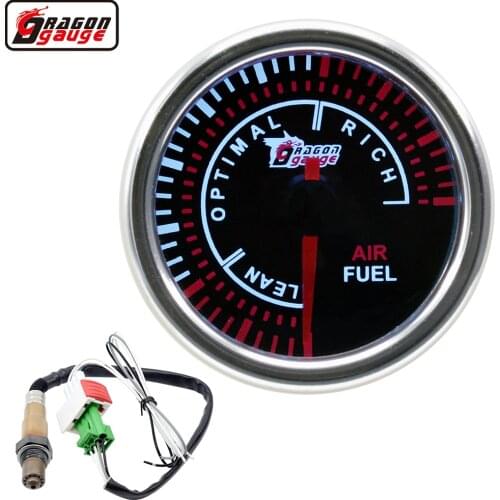 Dragon gauge 52mm Car Air Fuel Ratio Car LED Gauge Luminescent Air Fuel gauge meter With Narrowband oxygen sensor Free shipping