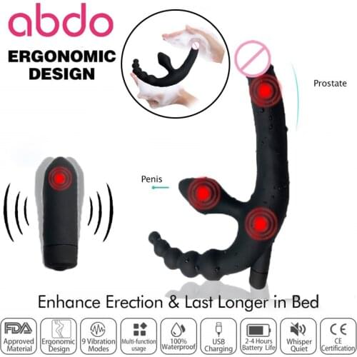 Abdo Double Penetration Dildo Anal Vibrator Sex Toys For Adults Couples Silicone Butt Plug Vibrators for Women Anus Sex Products