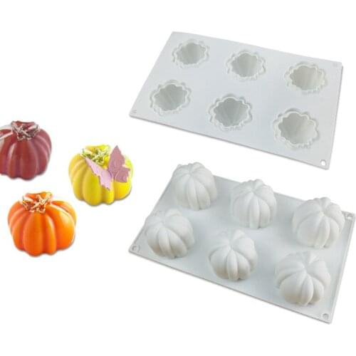 6 Hole Pumpkin Shape Dessert Mousse Pan Silicone Cake Decoration Mold For Baking Tart Tartlet Mould Pastry Bakeware Tool