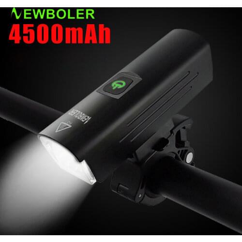 NEWBOLER 1300 Lumen Bike Front Light Headlight USB Type-C Rechargeable Bicycle Flashlight 4500mAh Aluminum Bike Light Waterproof