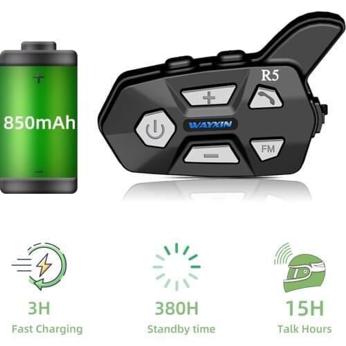 Wireless Headset 5.0 Motorcycle Intercom Helme 2 People 1200M Talking Universal Pairing Waterproof Interphone Headset FM Radio