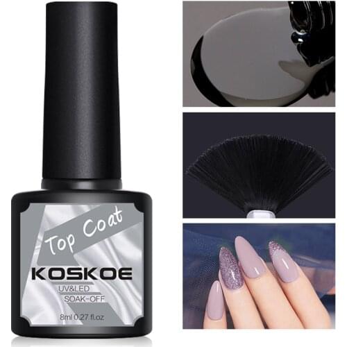 KOSKOE 8ml No Wipe Top Coat Base Coat Matte Top Coat UV Gel Polish Semi Permanent Color Gel Varnish Manicure Gel Nail Polish