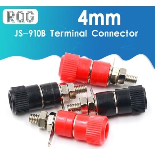 10PCS/LOT Terminal Blocks JS-910B 4mm Amplifier Terminal Connector Binding Post Banana Plug Jack Mount Black 5 Red 5