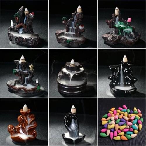 Creative Reflux Aroma Ceramic Incense Burner Waterfall Backflow Censer Cones Buddhist Home Decoration