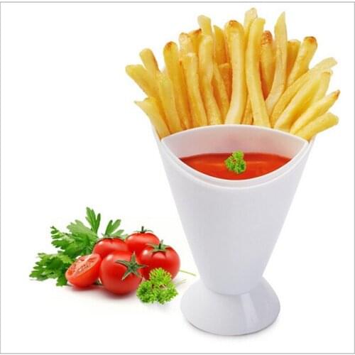 Kitchen Potato Tool Tableware French Fry Cone with Dipping Cup