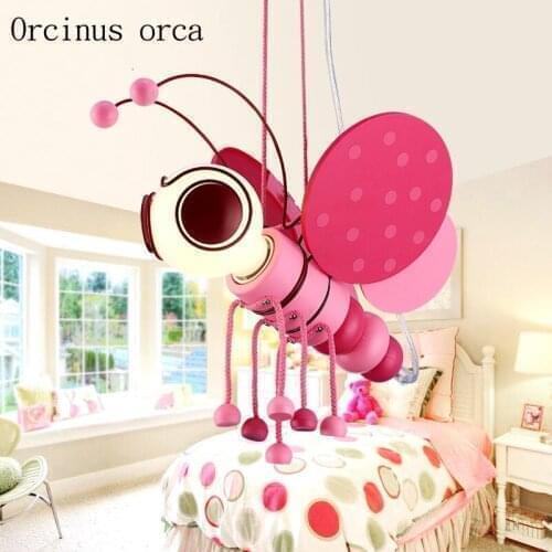 The latest cartoon small bee chandelier Princess Room girls bedroom creative personality lovely LED children Chandelier