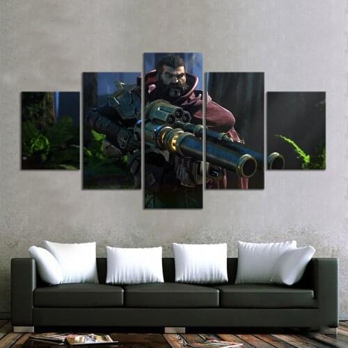 Home Decor Modular Canvas Picture 5 Piece Legends League Graves the Outlaw LOL Game Painting Poster Canvas Painting Wholesale