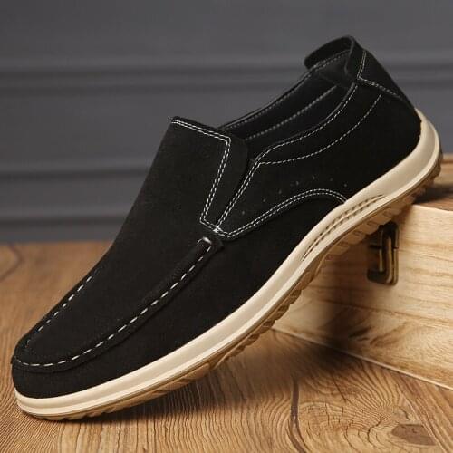 Mens Shoes 2021 New One-Pedal Trend Lazy Breathable Driving Mens Casual Leather Shoes Leather Soft Sole