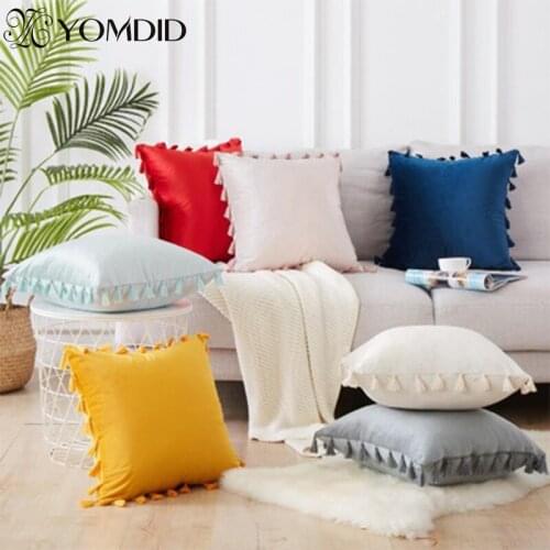 Soft Velvet Throw Pillow Cases Decorative Cushions Covers Macrame Pillowcase With Tassel For Sofa Bed Car Wedding Pillow Cover