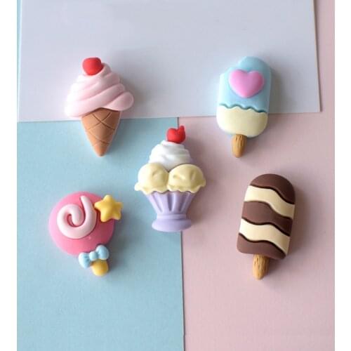 10/20Pcs Cute Cartoon Popsicles Series Resin Accessories DIY Hairpin Earrings Craft Materials Scrapbook Flat Back Resin Applique