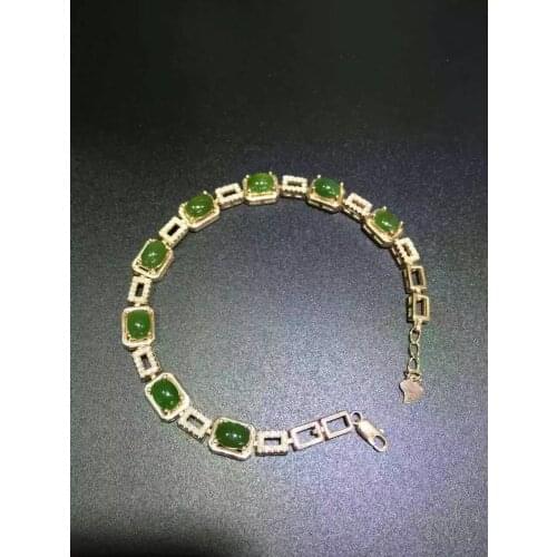 Natural green jasper Bracelet Natural gemstone Bracelet 925 silver bracelet Fashion Special square Pincushion party jewelry