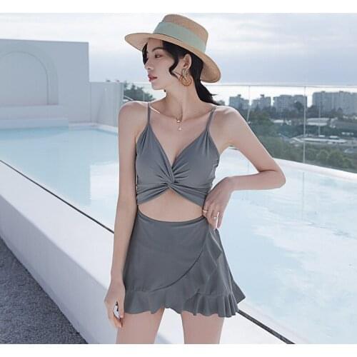 2021 New Korean Style One-piece Swimsuit Beachwear Bikini Summer Bathing Suit Swimsuit Skirt Swim Beachwear Swimskirt