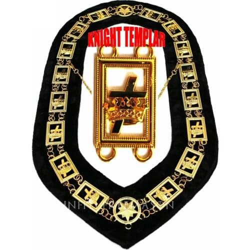 Masonic master Mason chain collar Masonic Regalia Knights Templar Metal Golden Chain Collar Black Bass