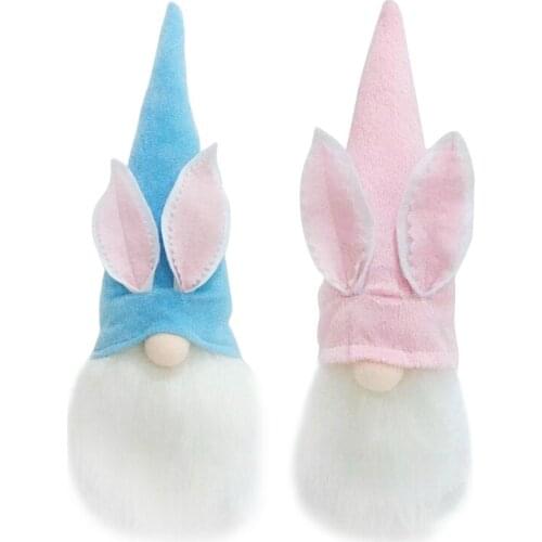 Easter Bunny Gnome w/ LED Light Home Decoration Plush Handmade Elf Doll Ornament