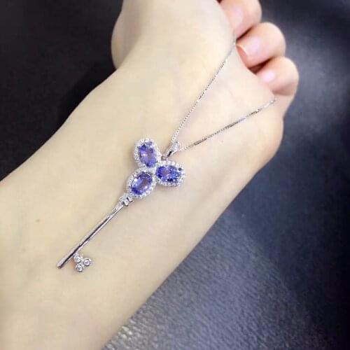 Natural tanzanite necklace, 925 silver, party jewelry, womens exclusive, precious stones, ultra low price