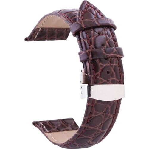 BEAFIRY Watch Band 16mm 18mm 19mm 20mm 22mm 24mm Butterfly buckle Bamboo Leather Watchband Strap for Men Women Black Brown