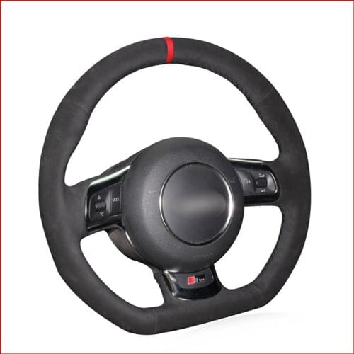 Hand-stitched DIY Black Suede Car Steering Wheel Cover for Audi TT TTS (8J) 2006-2014 A3 S3 (8P) Sportback 2008-2012 R8 (42)