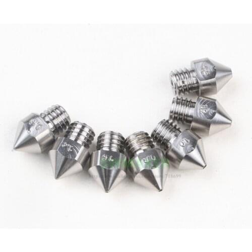 5pcs TC4 MK8 Titanium alloy / stainless steel nozzle 1.75mm 0.3/0.4/0.6/0.8/1.0/1.2/1.5mm For Replicator MK7/MK8 Anet 3Dprinter
