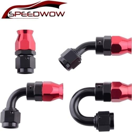 SPEEDWOW AN4 Aluminum Swivel PTFE Fitting Hose End 0/45/90/180 Degree Oil Fuel Line Hose Ends Fit Hoses Line Fuel Adapter