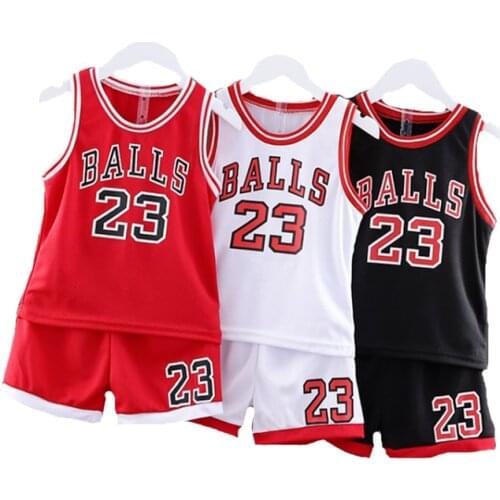 2021 3 Color Ball Boys Sports Basketball Clothes Suit Front Back Printing Leisure Letters Sleeveless Baby Vest&T-shirt 2pcs Sets