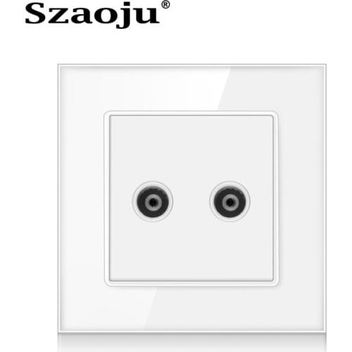 Szaoju TV coaxial socket Antenna Luxury silver-plated Network/Telephone wall-mounted panel socket crystal tempered glass panel
