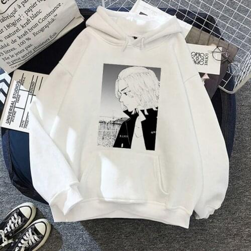 Hoodies Tokyo Avengers Men Anime Casual Clothes Kawaii Cartoons Print Pullovers Plus Velvet Warm Cool Street Top Male Sweatshirt