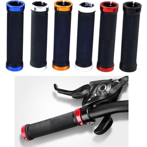 2pcs Bicycle Double Lock On MTB Road Bike Mountain Bike Handlebar Grips Aluminum Alloy Rubber Anti-slip Bicycle Handlebar