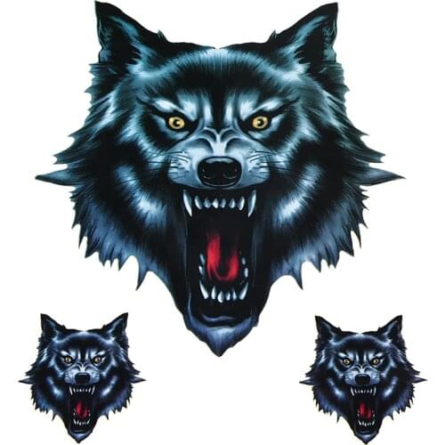 Vinyl Wolf Head Decal Skull Head Fire Funny Self-adhesive Sticker for Motorcycle Car Door Stickers Truck Helmet Decor Waterproof