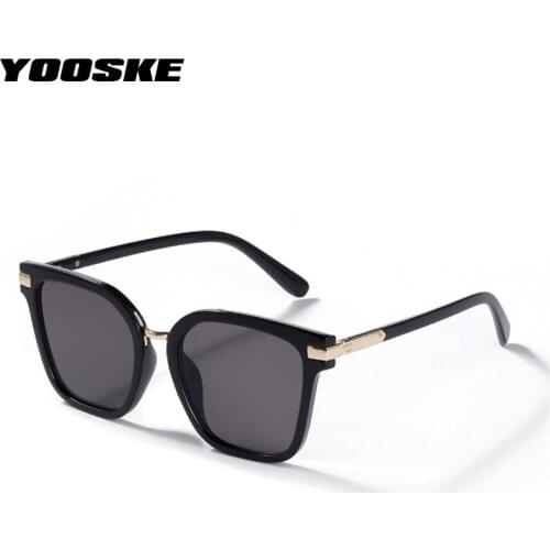 YOOSKE Brand Deisgn Square Sunglasses Men Women Luxury VintageSemi-metal Sun Glasses Retro Black Womens Glasses UV400