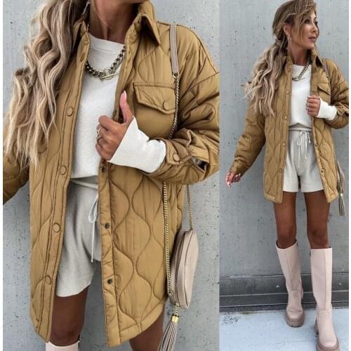 Yellow Patchwork Long Sleeve Turn Down Collar Women Jacket Button Pocket Green Autumn Winter Streetwear Female Top[s Coat 2021