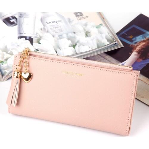 Female Purse Clutch Cartera Mujer 2021 Tassel Wallet Women Long Cute Wallets Leather Tassel Women Wallets Zipper Portefeuille